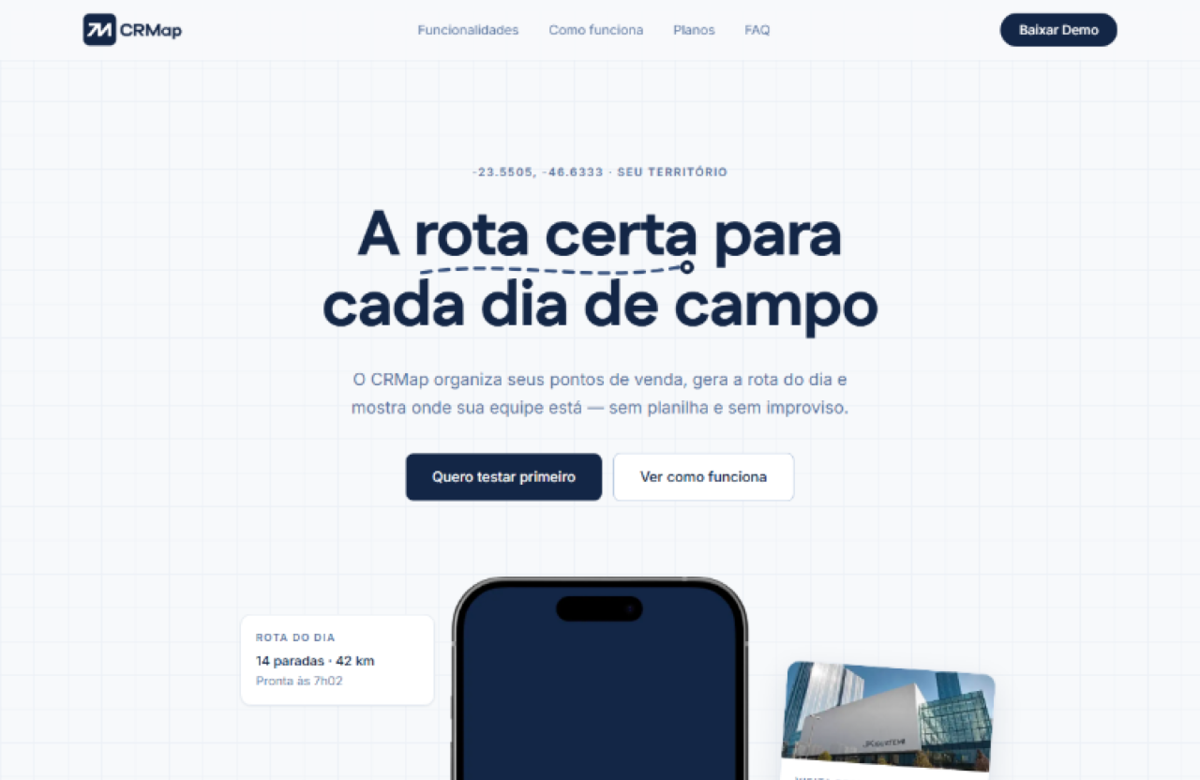 Prévia do site CRMap